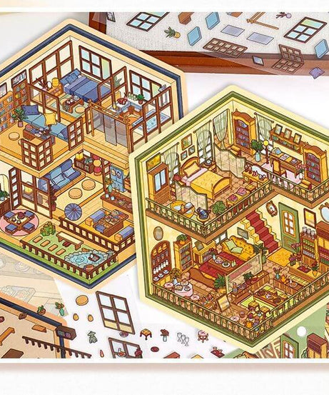 Cottages of Calm DIY 3D Scene Stickers 2 Cute Miniature Scenes