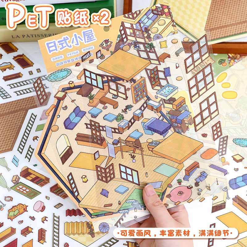 Cottages of Calm DIY 3D Scene Stickers 2 Cute Miniature Scenes