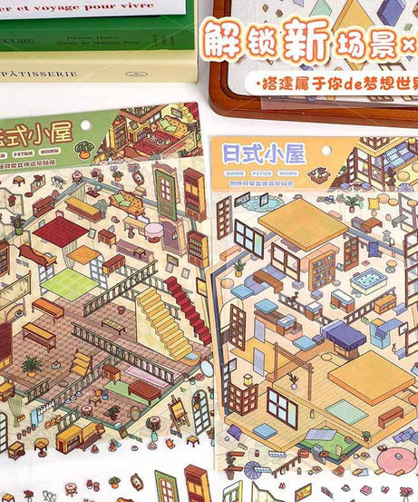 Cottages of Calm DIY 3D Scene Stickers 2 Cute Miniature Scenes