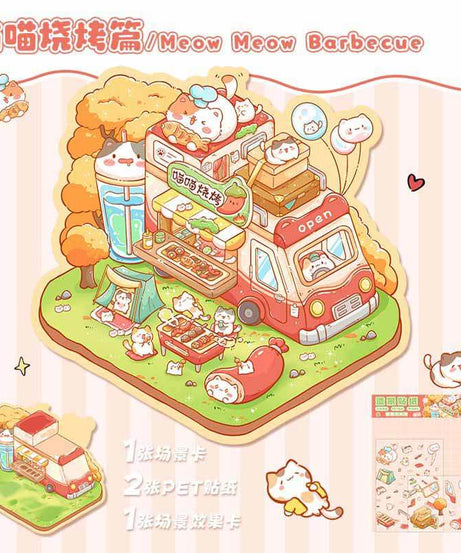 Cozy Animal Town DIY 3D Scene Stickers 4 Cute Miniature Scenes