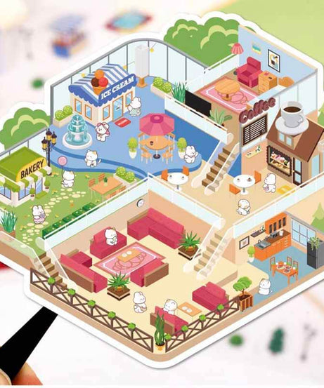 Cozy Carnival DIY 3D Scene Stickers 4 Cute Miniature Scenes