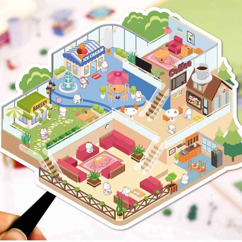 Cozy Carnival DIY 3D Scene Stickers 4 Cute Miniature Scenes