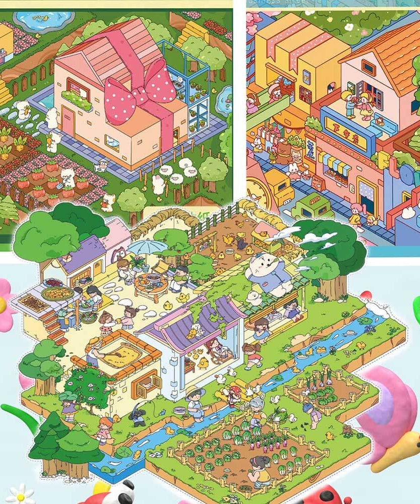 Cozy Country Corners DIY 3D Scene Stickers 3 Cute Miniature Scenes