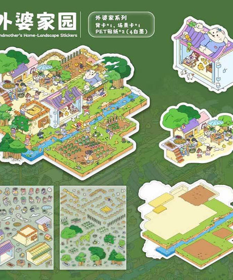 Cozy Country Corners DIY 3D Scene Stickers 3 Cute Miniature Scenes