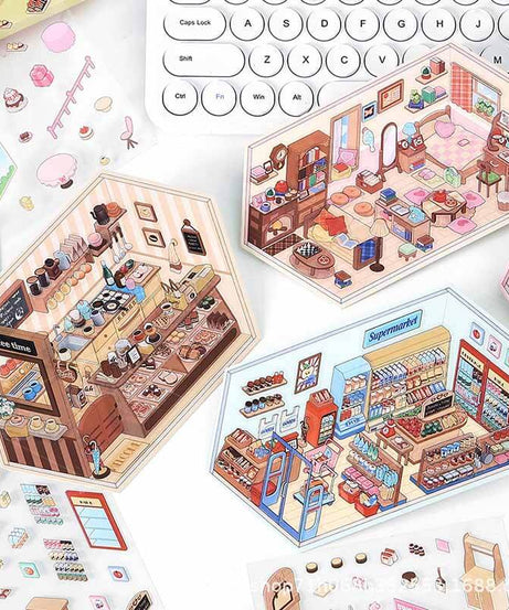 Cozy Nooks DIY 3D Scene Stickers 4 Cute Miniature Scenes