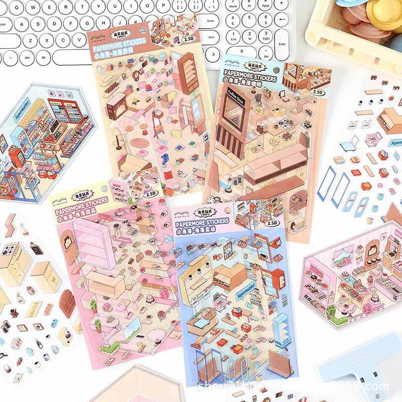 Cozy Nooks DIY 3D Scene Stickers 4 Cute Miniature Scenes