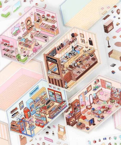 Cozy Nooks DIY 3D Scene Stickers 4 Cute Miniature Scenes