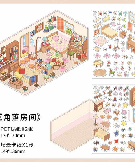 Cozy Nooks DIY 3D Scene Stickers 4 Cute Miniature Scenes