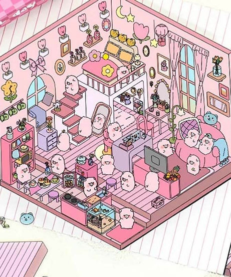 Cute Pet Shop DIY 3D Scene Stickers 4 Cute Miniature Scenes