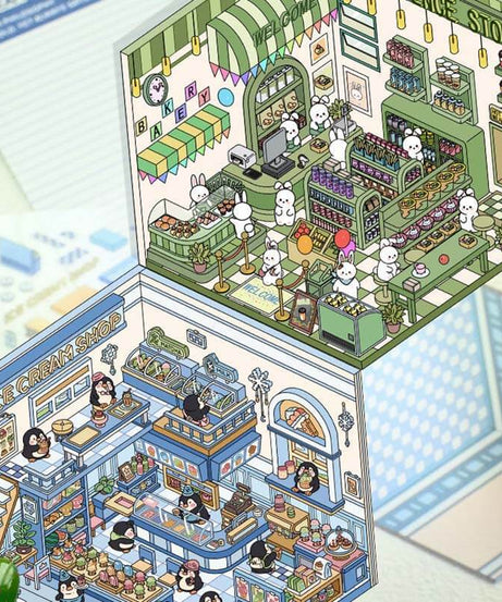 Cute Pet Shop DIY 3D Scene Stickers 4 Cute Miniature Scenes