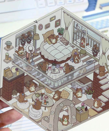 Cute Pet Shop DIY 3D Scene Stickers 4 Cute Miniature Scenes