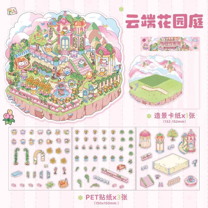 Meow Dreams DIY 3D Scene Stickers 4 Cute Miniature Scenes