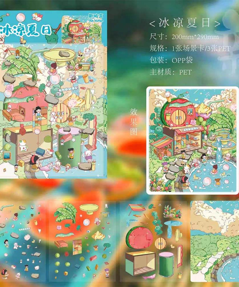 Slice of Life DIY 3D Scene Stickers 4 Cute Miniature Scenes