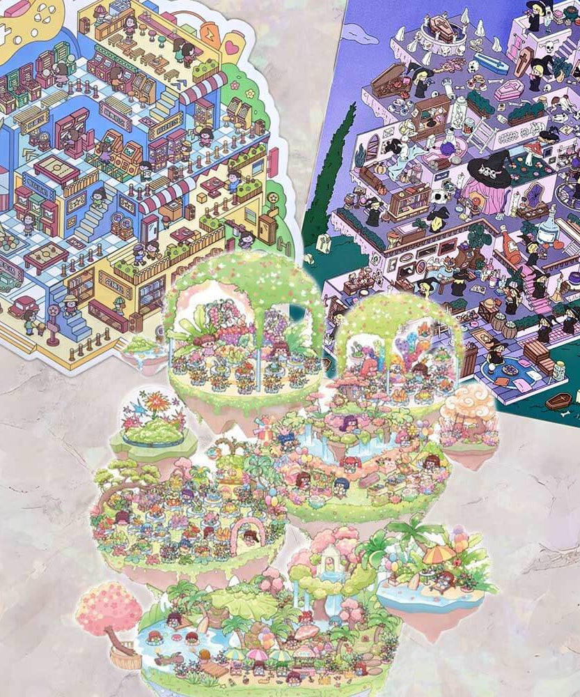Dreamcore District DIY 3D Scene Stickers 3 Cute Miniature Scenes