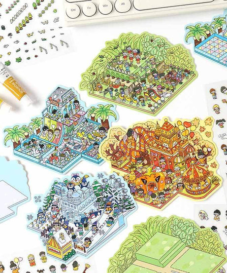 Dreamscape Parks DIY 3D Scene Stickers 4 Cute Miniature Scenes