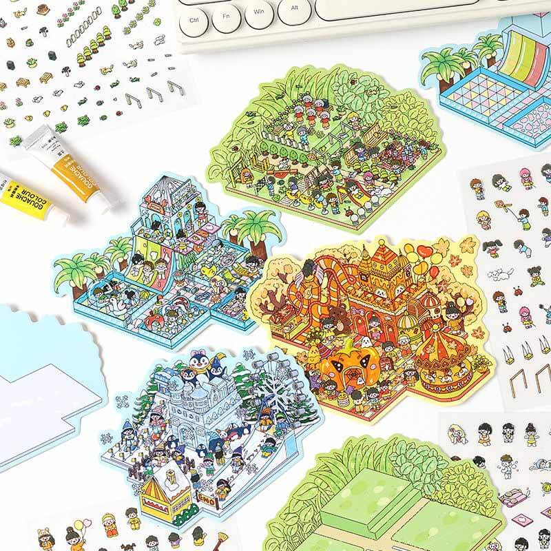 Dreamscape Parks DIY 3D Scene Stickers 4 Cute Miniature Scenes