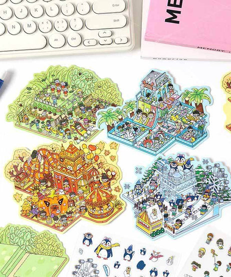 Dreamscape Parks DIY 3D Scene Stickers 4 Cute Miniature Scenes
