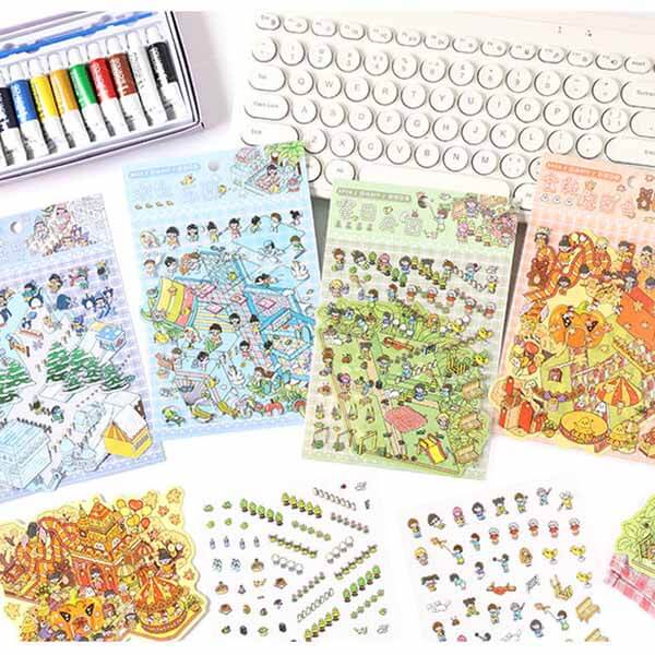 Dreamscape Parks DIY 3D Scene Stickers 4 Cute Miniature Scenes