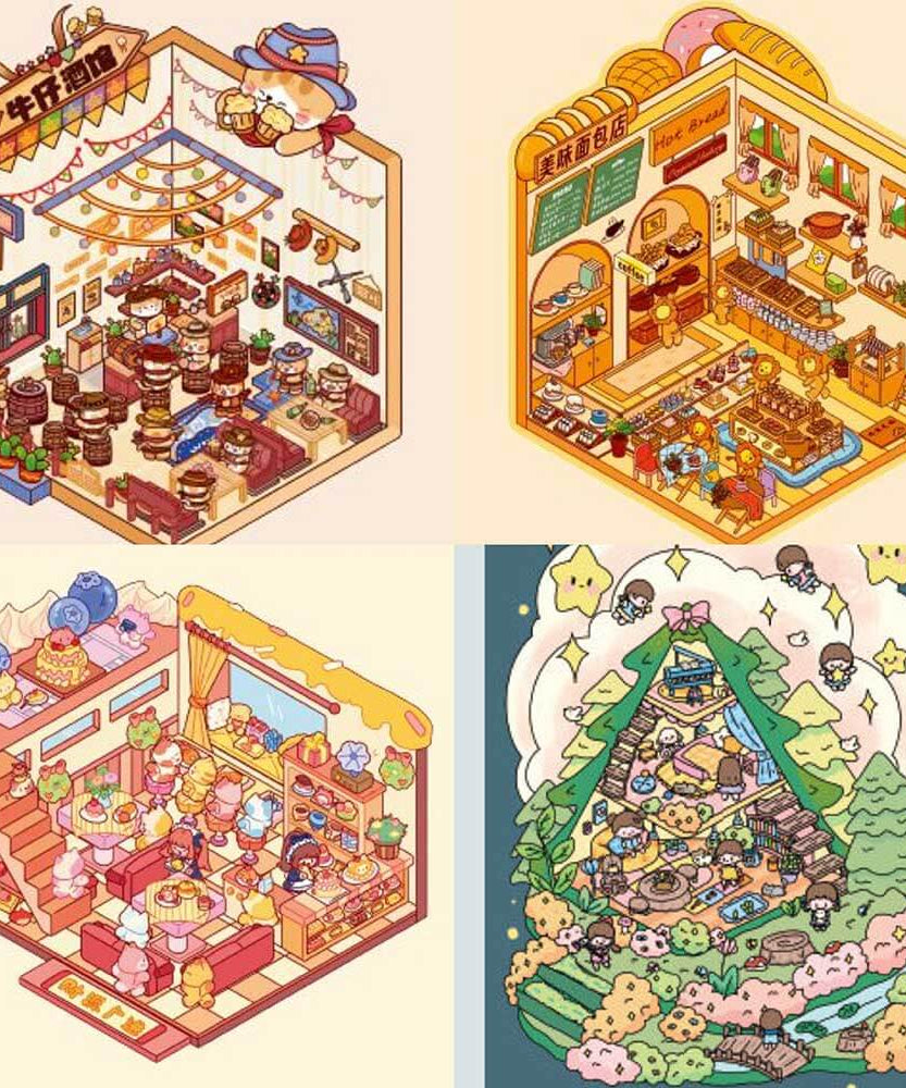 Dreamy Corners DIY 3D Scene Stickers 4 Cute Miniature Scenes