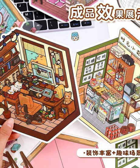 Dreamy Hideouts DIY 3D Scene Stickers 4 Cute Miniature Scenes