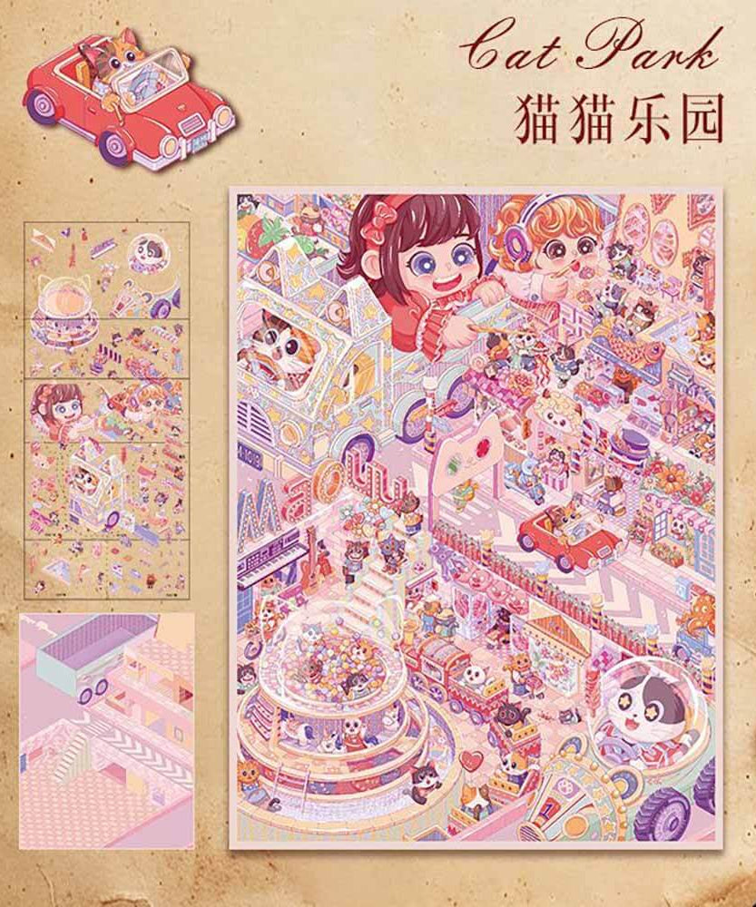 Dreamy Pet Paradise DIY 3D Scene Stickers 2 Cute Miniature Scenes