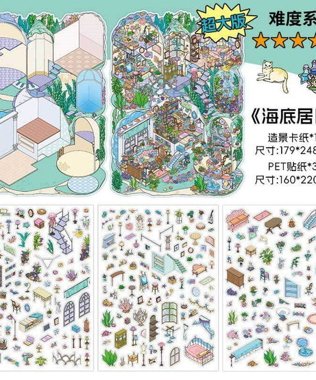 Enchanted Habitat DIY 3D Scene Stickers 2 Cute Miniature Scenes