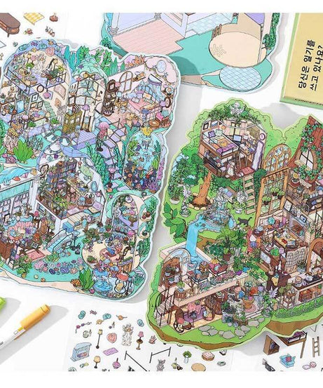 Enchanted Habitat DIY 3D Scene Stickers 2 Cute Miniature Scenes