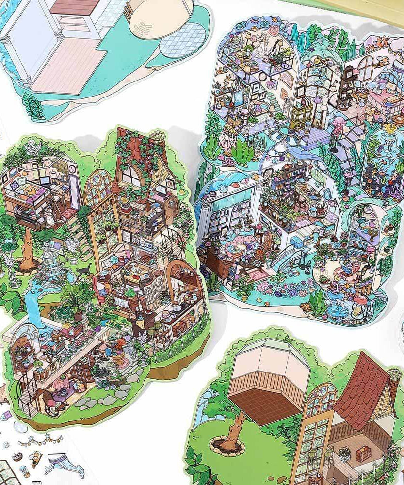 Enchanted Habitat DIY 3D Scene Stickers 2 Cute Miniature Scenes