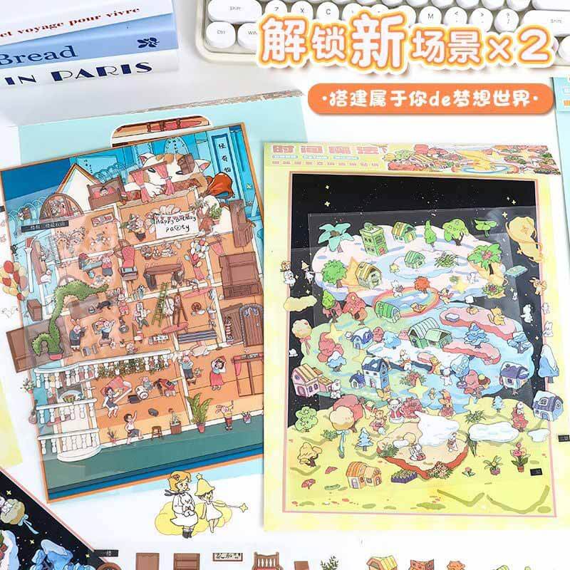 Everyday Glimpses DIY 3D Scene Stickers 2 Cute Miniature Scenes