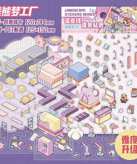 Factory of Dreams DIY 3D Scene Stickers 4 Cute Miniature Scenes
