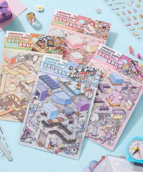 Factory of Dreams DIY 3D Scene Stickers 4 Cute Miniature Scenes