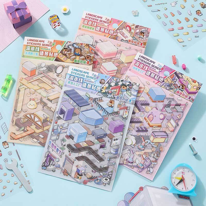 Factory of Dreams DIY 3D Scene Stickers 4 Cute Miniature Scenes