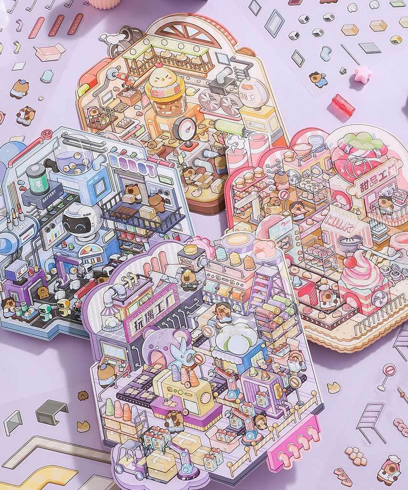 Factory of Dreams DIY 3D Scene Stickers 4 Cute Miniature Scenes