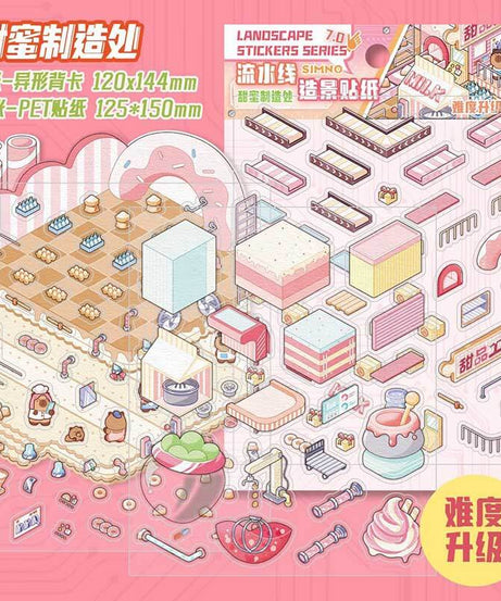 Factory of Dreams DIY 3D Scene Stickers 4 Cute Miniature Scenes
