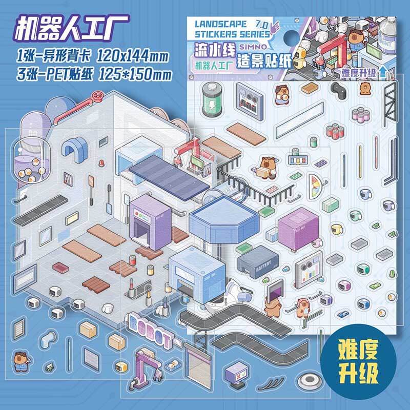 Factory of Dreams DIY 3D Scene Stickers 4 Cute Miniature Scenes