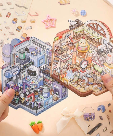 Factory of Dreams DIY 3D Scene Stickers 4 Cute Miniature Scenes