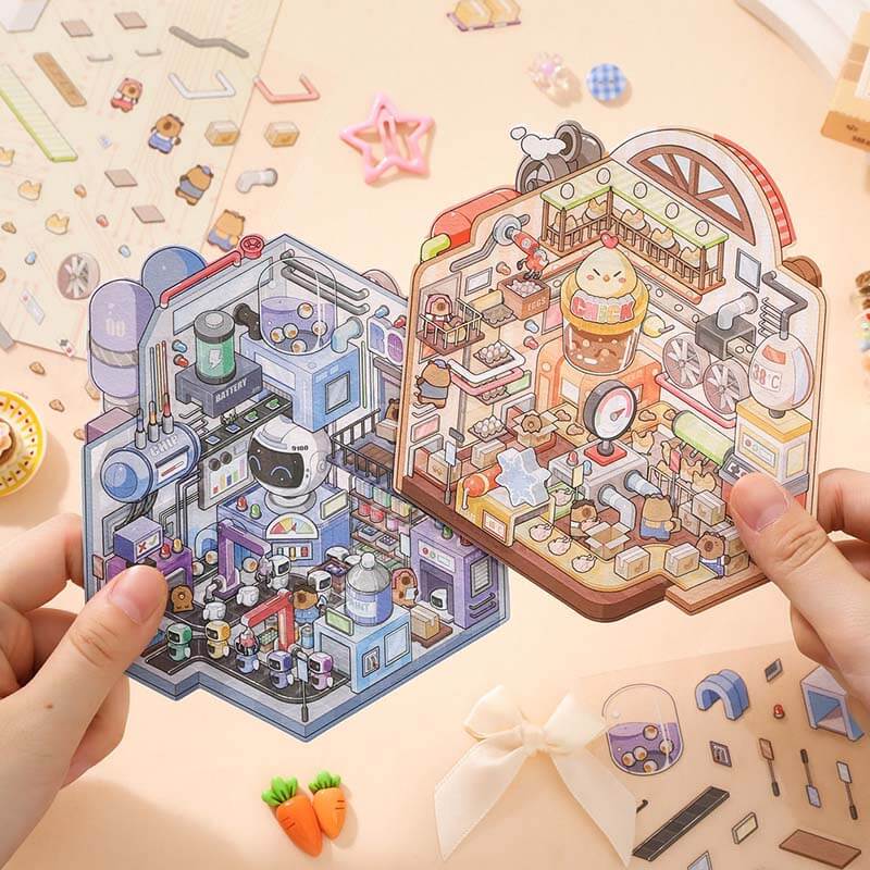 Factory of Dreams DIY 3D Scene Stickers 4 Cute Miniature Scenes