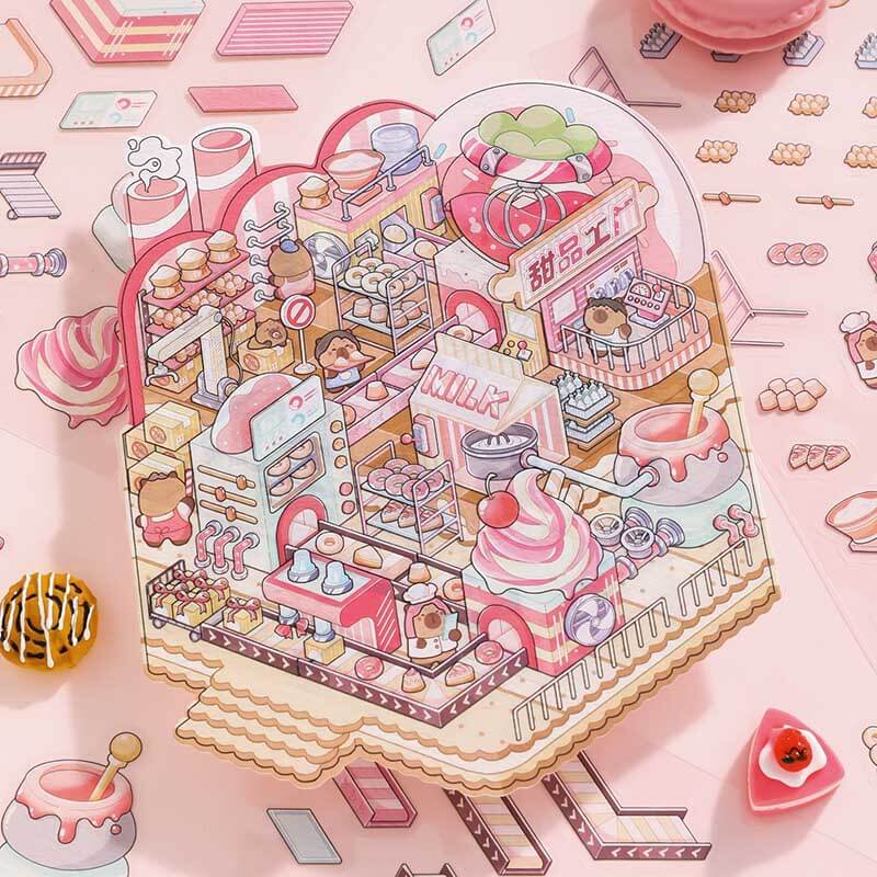 Factory of Dreams DIY 3D Scene Stickers 4 Cute Miniature Scenes
