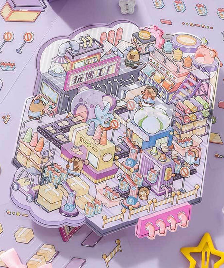 Factory of Dreams DIY 3D Scene Stickers 4 Cute Miniature Scenes