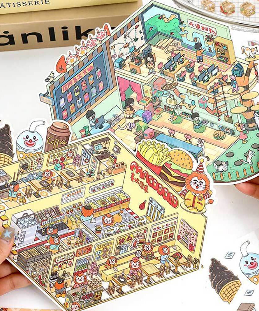 Fantasy Friends DIY 3D Scene Stickers Lovely Miniature Scenes