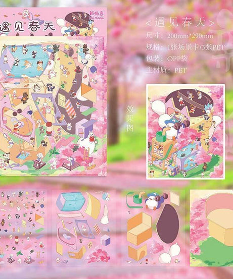Floral & Foam DIY 3D Scene Stickers 2 Cute Miniature Scenes