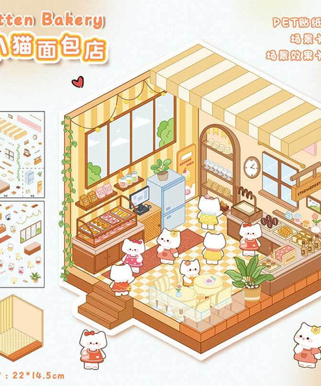 Fluffy Sweet Haven DIY 3D Scene Stickers 4 Cute Miniature Scenes