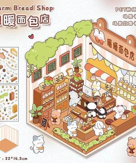 Fluffy Sweet Haven DIY 3D Scene Stickers 4 Cute Miniature Scenes