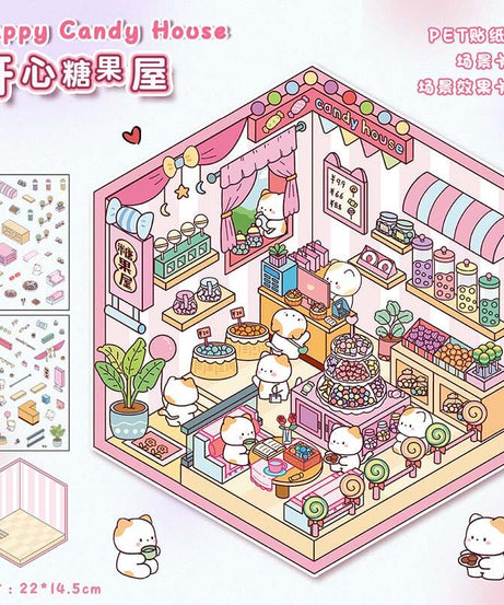 Fluffy Sweet Haven DIY 3D Scene Stickers 4 Cute Miniature Scenes