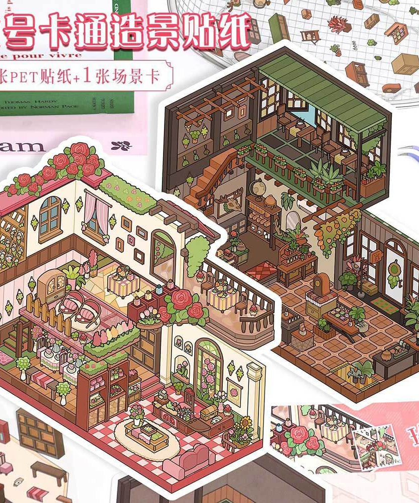Fragrant Serenity DIY 3D Scene Stickers Lovely 2 Miniature Scenes