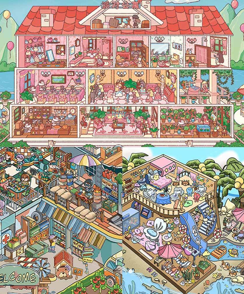 Funky Island Files DIY 3D Scene Stickers 3 Cute Miniature Scenes