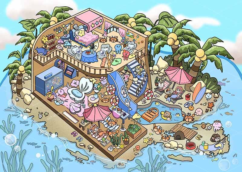 Funky Island Files DIY 3D Scene Stickers 3 Cute Miniature Scenes