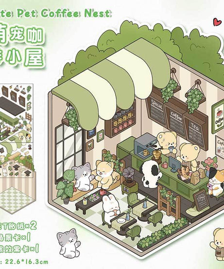 Furry Friends’ Town DIY 3D Scene Stickers 4 Cute Miniature Scenes