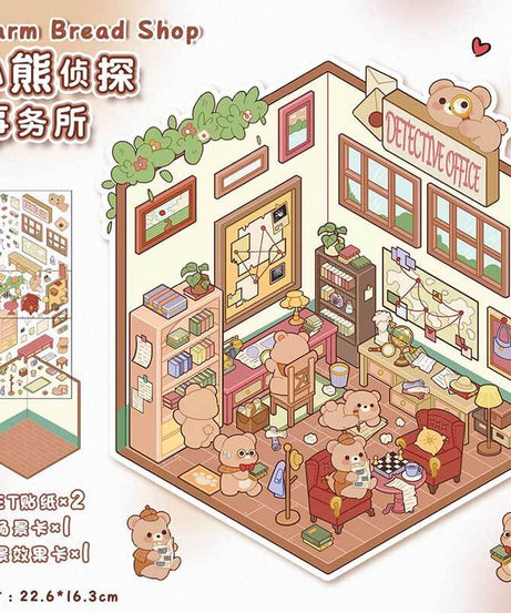 Furry Friends’ Town DIY 3D Scene Stickers 4 Cute Miniature Scenes