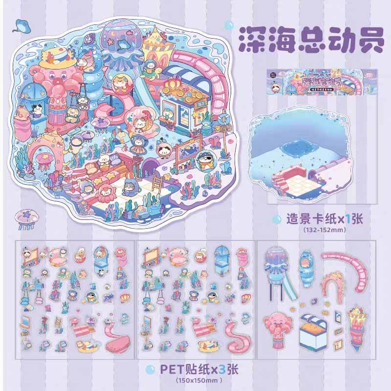 Meow Dreams DIY 3D Scene Stickers 4 Cute Miniature Scenes